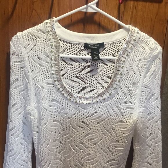 NWOT. White House/Black Market Brand Woman’s. Size MP 3/4 Sleeve Sweater w/Trim - Picture 8 of 10